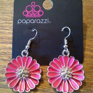 paparazzi dangly pink flower earrings